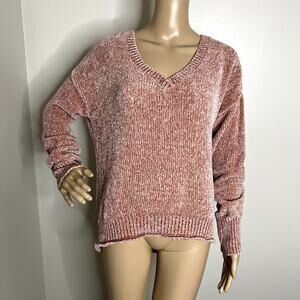 Mudd Pink Chenille V Neck Sweater